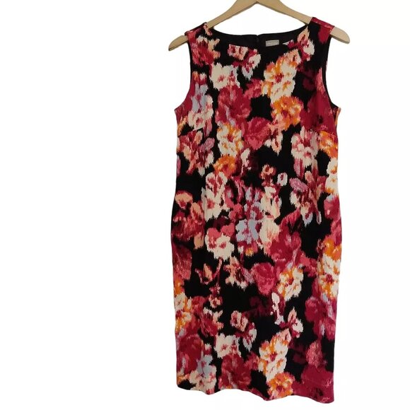 Chicos Floral Sleeveless Knit Dress Pockets Retro Mod Size 0.5 Misses 6 - Picture 1 of 6